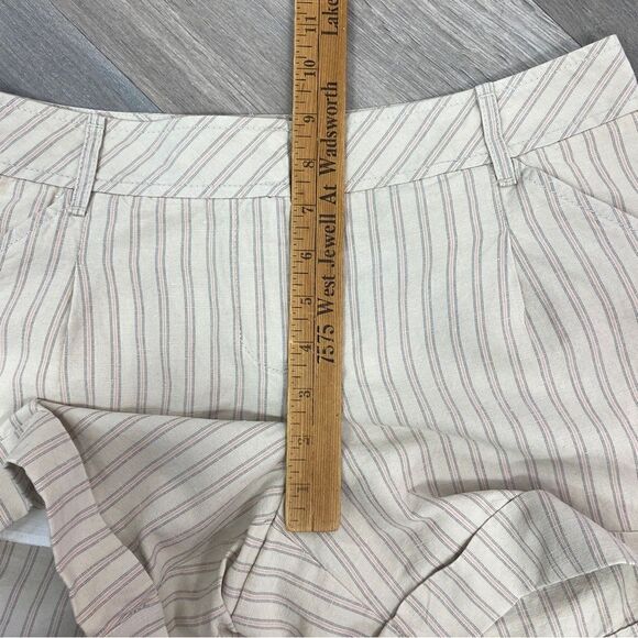 Loft Striped Linen Cotton‎ Blend Cuffed Hem Chino Shorts Tan 2 - Picture 10 of 10